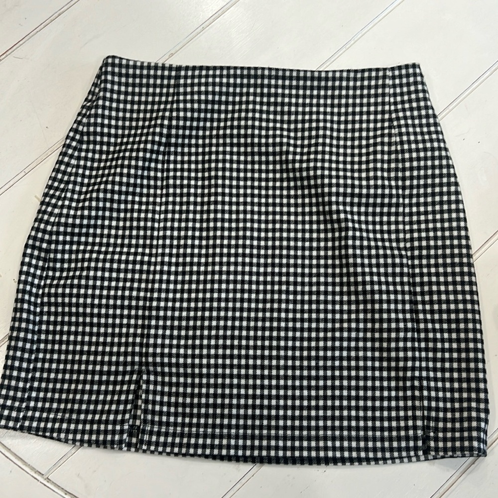 Plaid Slit Skirt